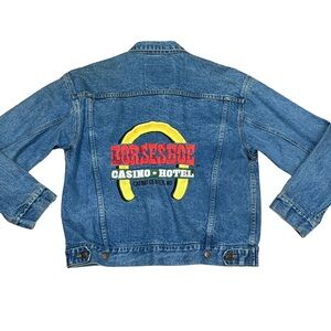 🧥🐎 Vintage Women’s Horseshoe Casino Hotel Embroidered Jean Jacket – Size M